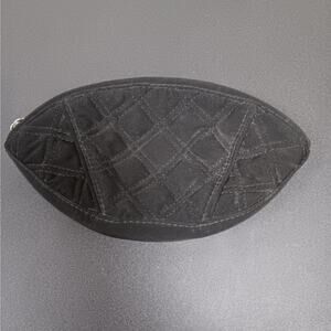 EUC Vera Bradley Black Quilted Microfiber Crescent Cosmetic Make-Up Bag